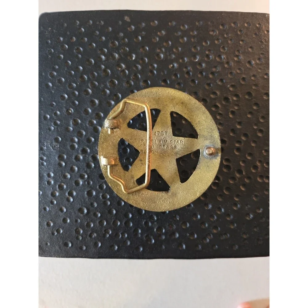 Vintage Solid Brass 5 Star Western Americana Belt Buckle ⭐️